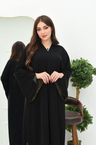 عباية نواعم بأكمام مفتوحه مبطنة بقماش زيتي