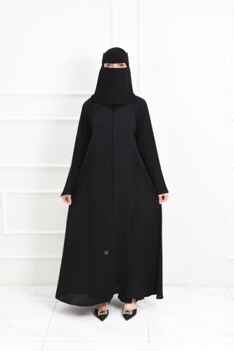 عباية نواعم مطرزة بخرز أسود لامع ومطفي