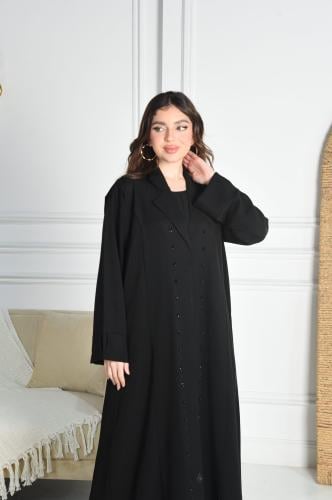 عباية كريب بتطريز اسود