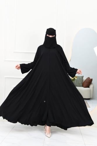 عباية سادة دبل كلوش قماش نواعم