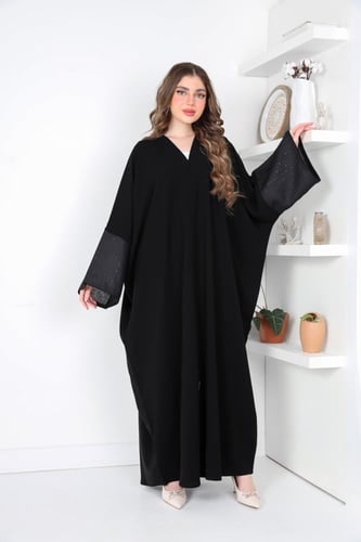 عباية بشت كريب بأكمام لنن