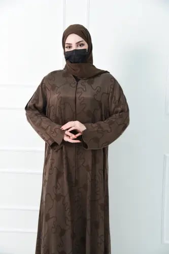 عباية كاجوال بنية قماشها مغسول