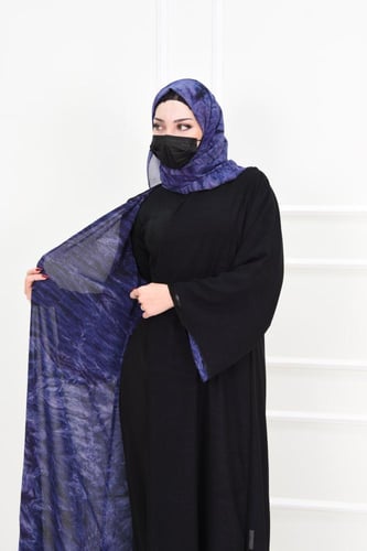 عباية دبل فيس شيفون لون: أسود | وتدرجات الكحلي