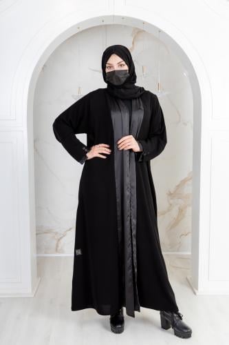 عباية بياقة اكمام بقماش مختلف