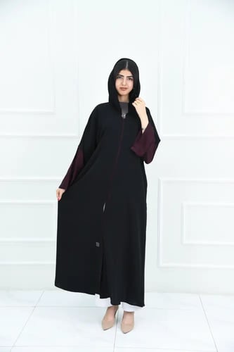 عباية سوداء كاجوال صيفي مع قيطان وأكمام عودي