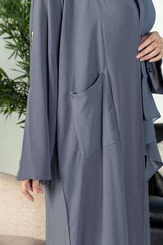 عباية رمادي ثلاث قطع