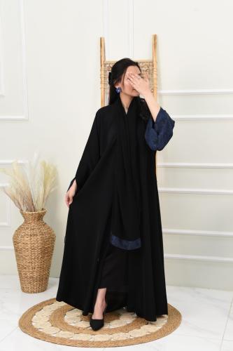 عباية نواعم بأكمام مفتوحه مبطنة بالكحلي