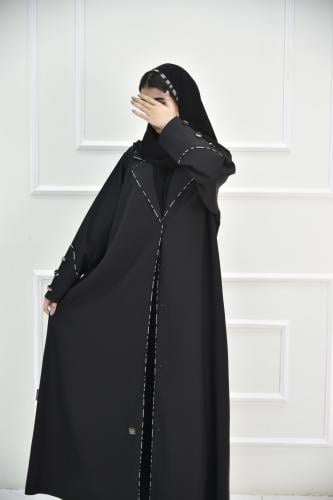 عباية كاجوال بياقة وأكمام بتحديد جبزور
