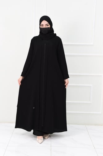 عباية سادة بقفلة سحاب والكم مقلوب