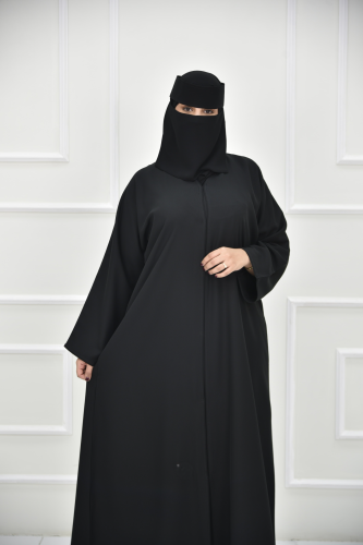 عباية سادة سوداء بكم مربع – كريب عملي