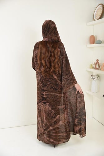 عباية شيفون ملون كاجوال دبل فيس بلونين الأسود والك...