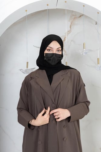 عباية كاجوال 4 قطع بلون بني