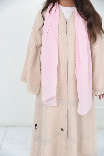 عباية بناتي شيفون طبقتين – لون رملي