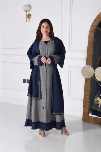 عباية كاجوال قطعتين من قماش اللينن