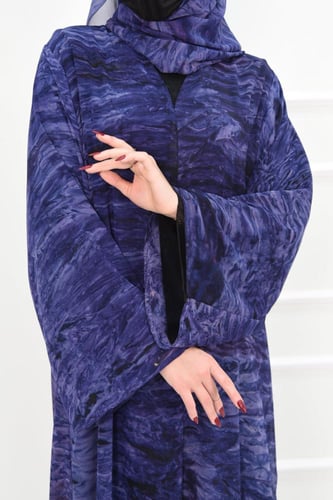 عباية دبل فيس شيفون لون: أسود | وتدرجات الكحلي