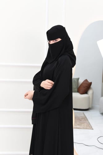 عباية سادة دبل كلوش قماش نواعم