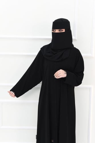 عباية سادة كم مقلوب وياقة مستديرة