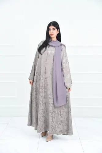 عباية بيج جاكار نصف كلوش بلمعة ناعمة