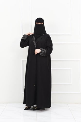 عباية جاكار بكول ريفير مميز وأكمام مقلوبة مقلمة با...