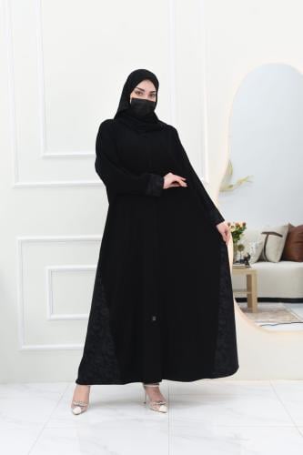 عباية راقية مزينة على شكل ورود في الجوانب