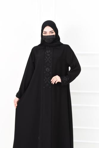 عباية نصف كلوش بتطريز يدوي