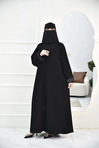 عباية كريب بياقة وأكمام مميزة