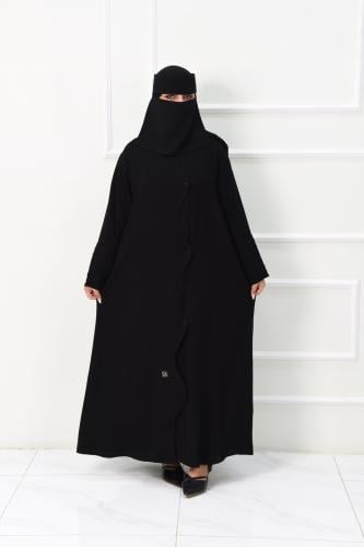 عباية كريب بحواف مموجة وأكمام كسرات
