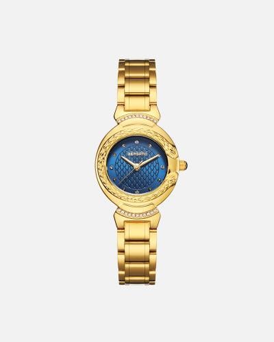 ساعة تعكس القوة والغموض باللون الذهبي