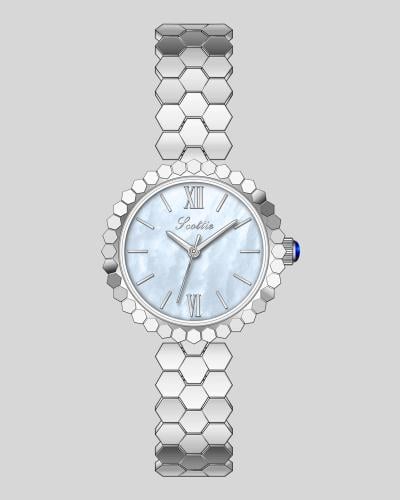 ساعة مشعة باللون الفضي