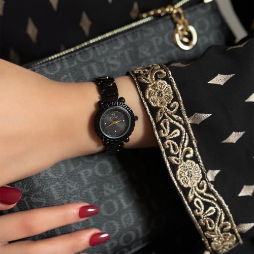 ساعة نسائية استيل باللون الاسود ميناء اسود