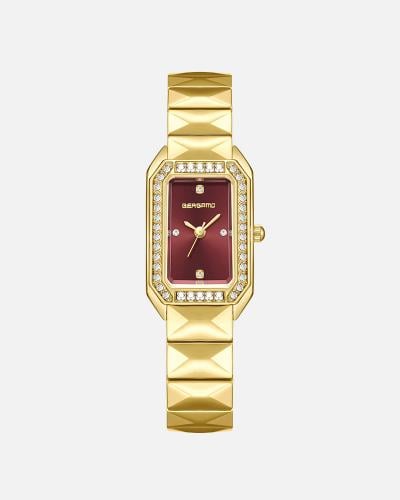 ساعة بتصميم هندسي يعكس جمالكم باللون الذهبي ميناء...