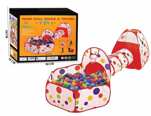 خيمة لعب للأطفال مع نفق وكرات 3 في1