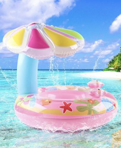 عوامة سباحة مع مظلة ملونة