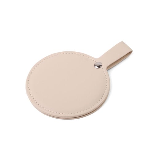 مرآة بغطاء جلد فاخرة دائرية مع امكانية كتابة الاسم...