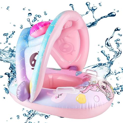 عوامة سباحة للأطفال مع مظلة شمسية قابلة للتعديل وم...