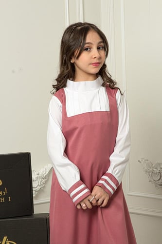 مريول بناتي للابتدائية خطين أبيض