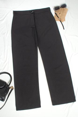 بنطلون نسائي أسود سادة كلاسيكي