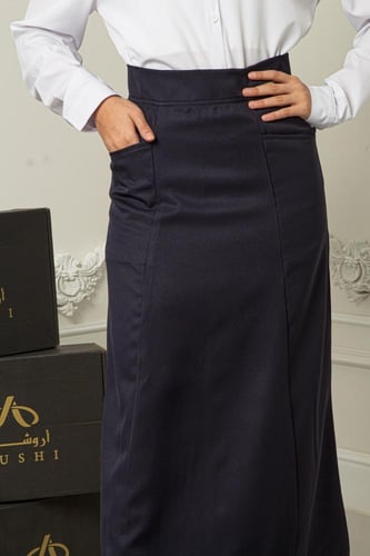 مريول طقم بلوزة وتنورة كحلي جيوب جانبية