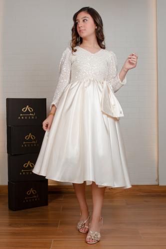 فستان السن المحير شتوي دانتيل بيج