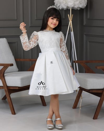 فستان بناتي سهره اوف وايت من خامة السيلا الصدريه د...