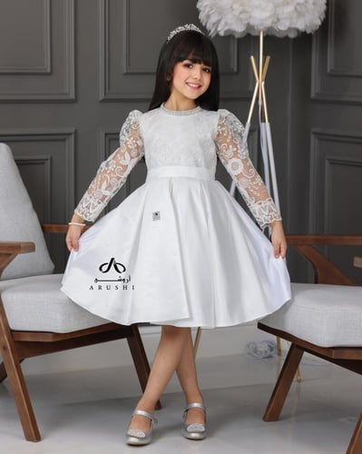 فستان بناتي سهره اوف وايت من خامة السيلا الصدريه د...