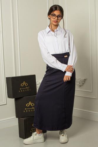 مريول طقم بلوزة وتنورة كحلي جيوب جانبية