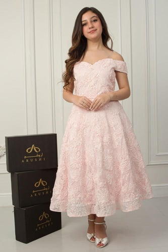 فستان جود الأنيق أورجنزا مشجر ناعم .. فستان السن ا...