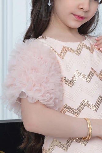 فستان لمار الأنيق دانتيل تطريز ترتر ذهبي .. فستان...