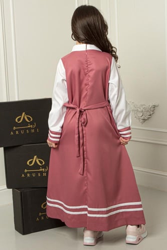 مريول بناتي للابتدائية خطين أبيض