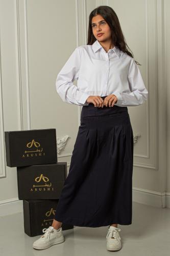 مريول طقم بلوزة وتنورة كحلي راقي بجيوب أمامية