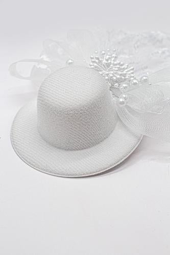 فيونكة شعر قبعة صغيرة لون أبيض