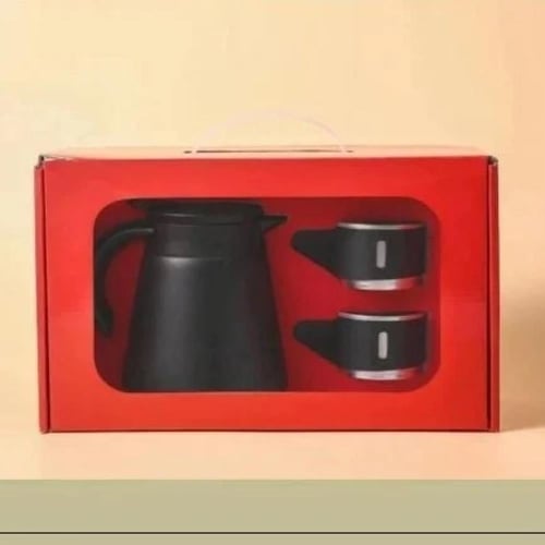 إبريق قهوة وشاي مع كوبين تقديم