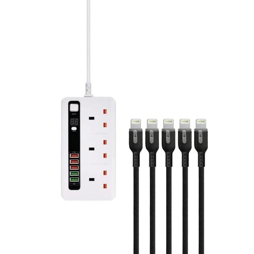 توصيلة كهربائية ذكية 3 متر مع مؤقت و5 كيابل آيفون...