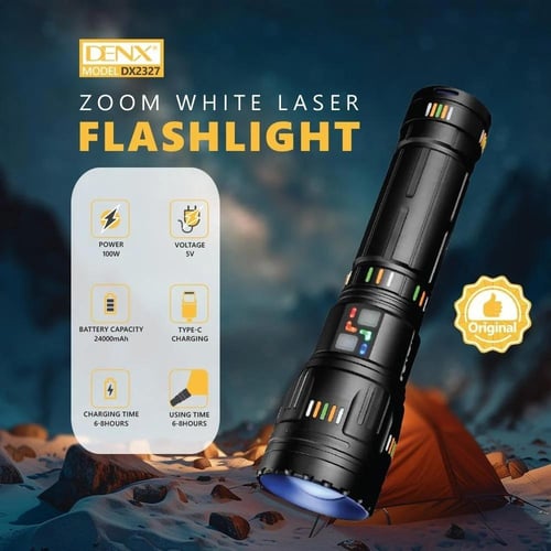 كشاف LED قوي للرحلات اضاءة ساطعة وشاحن متنقل في جه...